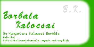 borbala kalocsai business card